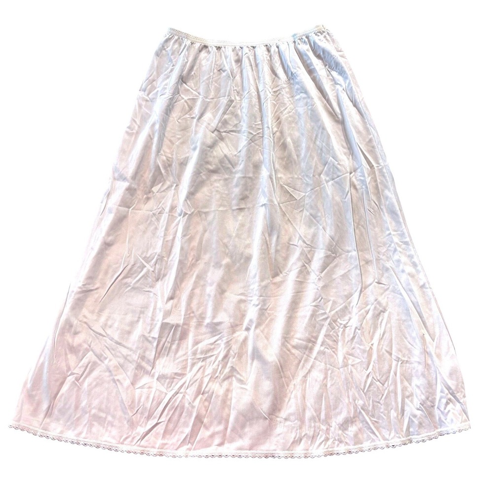 Vanity Fair White Nylon Half Slip Skirt Lace Trim Style 11-711 Size Medium 28in